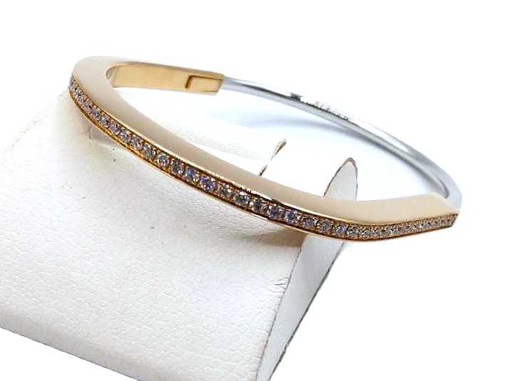 ティファニー買取 750PG/WG パヴェ ダイヤモンド ロック ナロー バングル